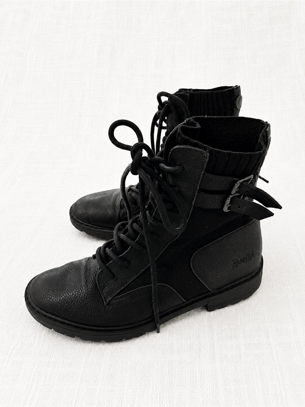 Blowfish Black Lace-Up Combat Boots